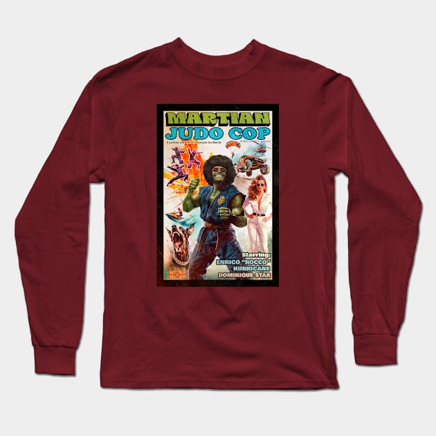 Martian Judo Cop, retro VHS design Long Sleeve T-Shirt by Silurostudio